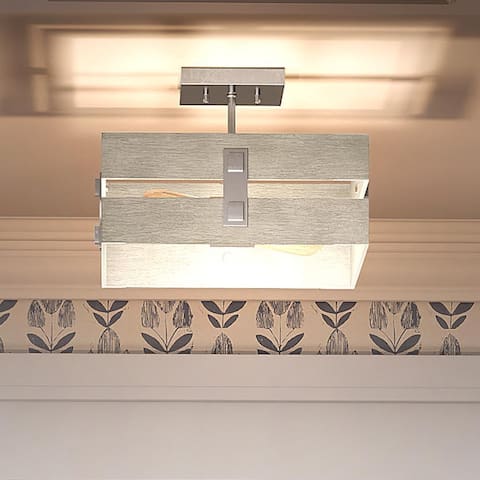 Luxury Modern Farmhouse Ceiling Light, 10.125"H x 13.5"W, with Transitional Style, Galvanized Steel, by Urban Ambiance