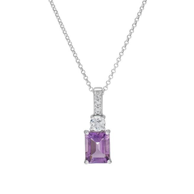 Victoria Townsend .925 Sterling Silver Em-Cut Amethyst And White Sapphire Pendant
