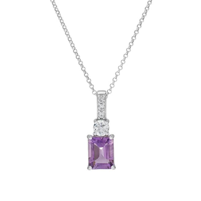 Victoria Townsend .925 Sterling Silver Em-Cut Amethyst And White Sapphire Pendant