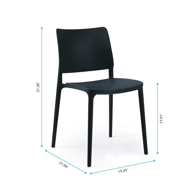 WRGHOME Modern Stacking Patio Dining Side Chair Indoor/Outdoor (Set of 2) - 31.30'' H X 19.29'' W X 21.06'' D