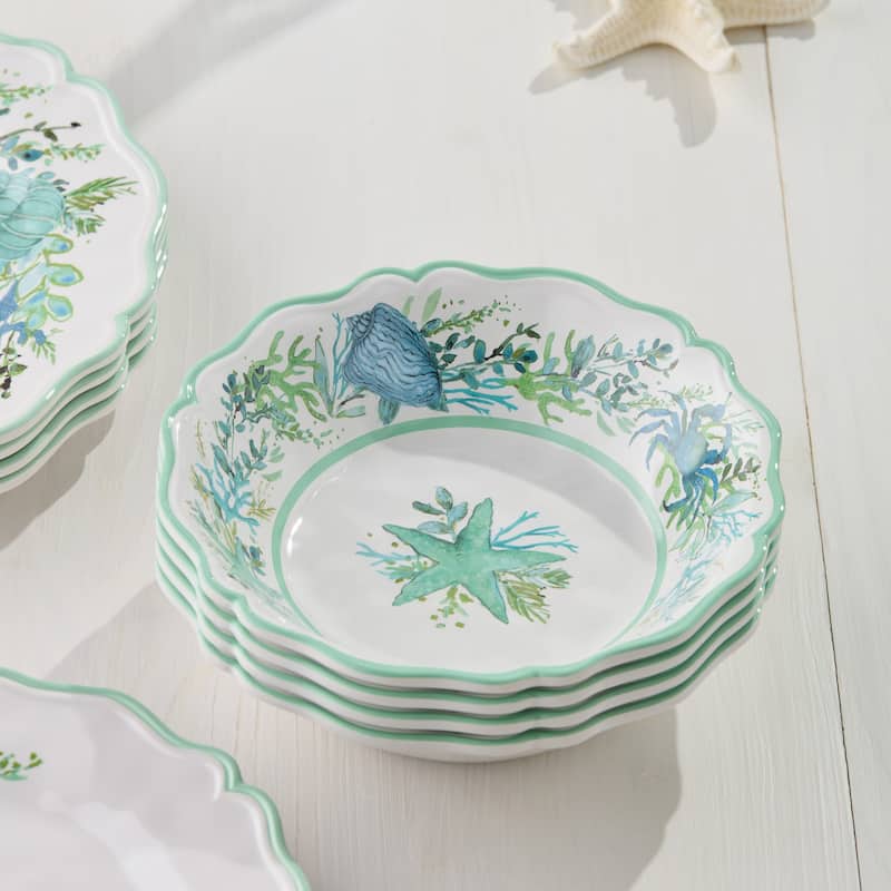 Certified International Sea Glass Melamine 28 oz. All Purpose Bowls, Set of 4 - 8.50"L x 8.50"W x 2.00"H