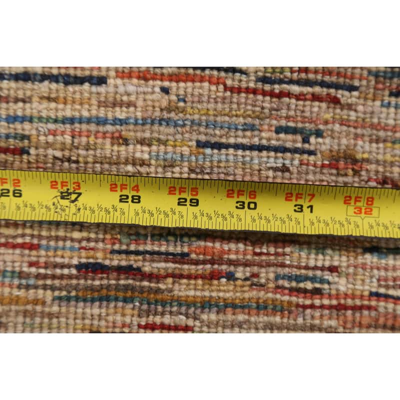 Striped Modern Gabbeh Kashkoli Oriental Area Rug Wool Handmade Carpet - 2'8" x 4'1"