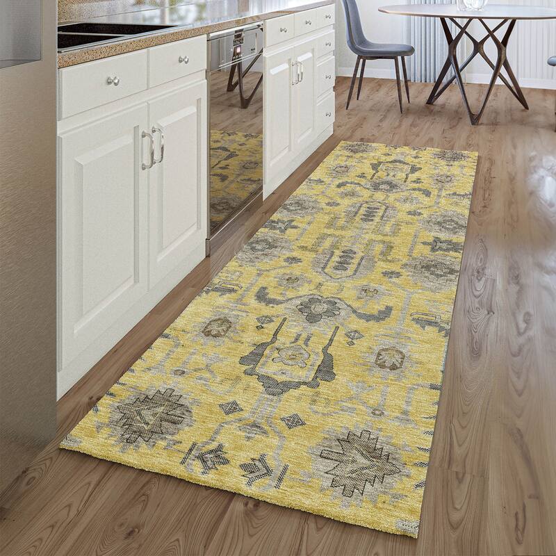 Premium Washable Super Soft Traditional Global Mayfield Rug - Honey - 2' 3" x 7' 6" - Runner
