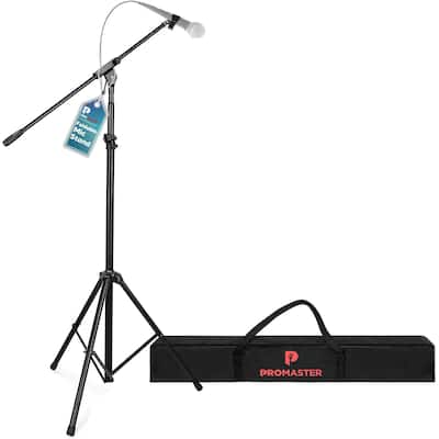 ProMaster Tripod Microphone Stand - Universal and Adjustable Professional Audio Telescopic Boom Arm Tripod Microphone Stand