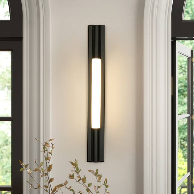 24" Modern Black/Gold LED Wall Sconce - 10W 3000K Warm Light, Linear Fixture for Bedroom & Hallway - 1 Light - Gold