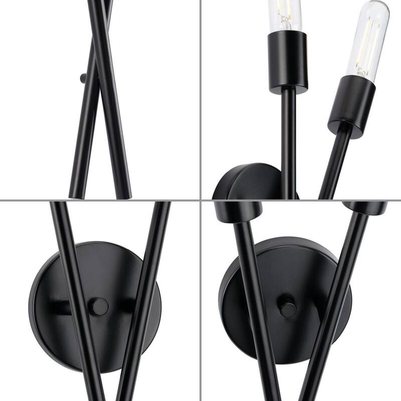 Astra Collection Two-Light 18" Matte Black Modern Wall Bracket - 7.25 in x 3.875 in x 17.75 in