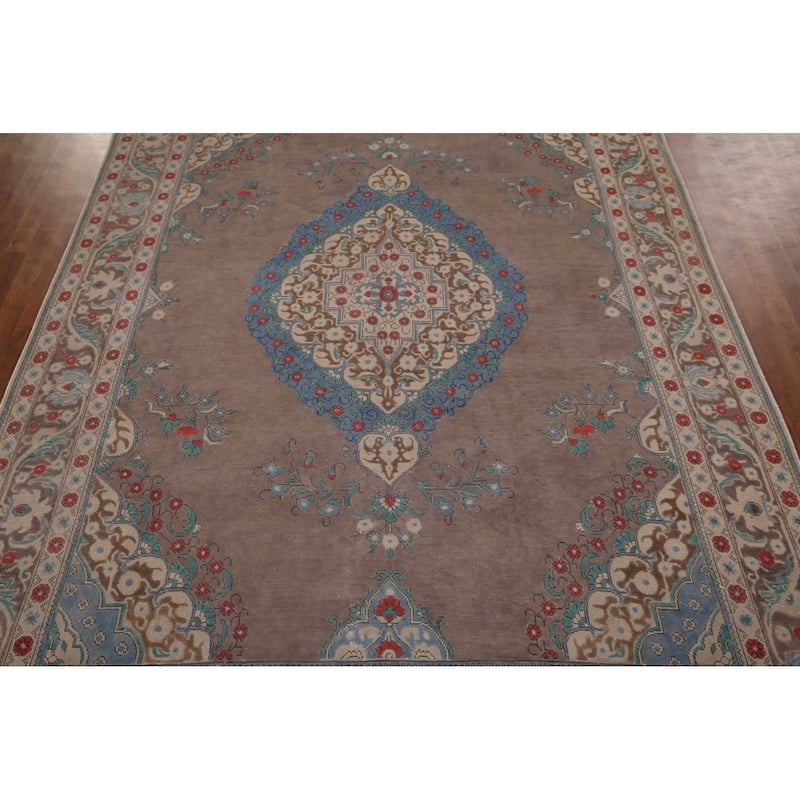 Over Dyed Distressed Tabriz Persian Vintage Rug Handmade Wool Carpet - 8'1" x 11'4"