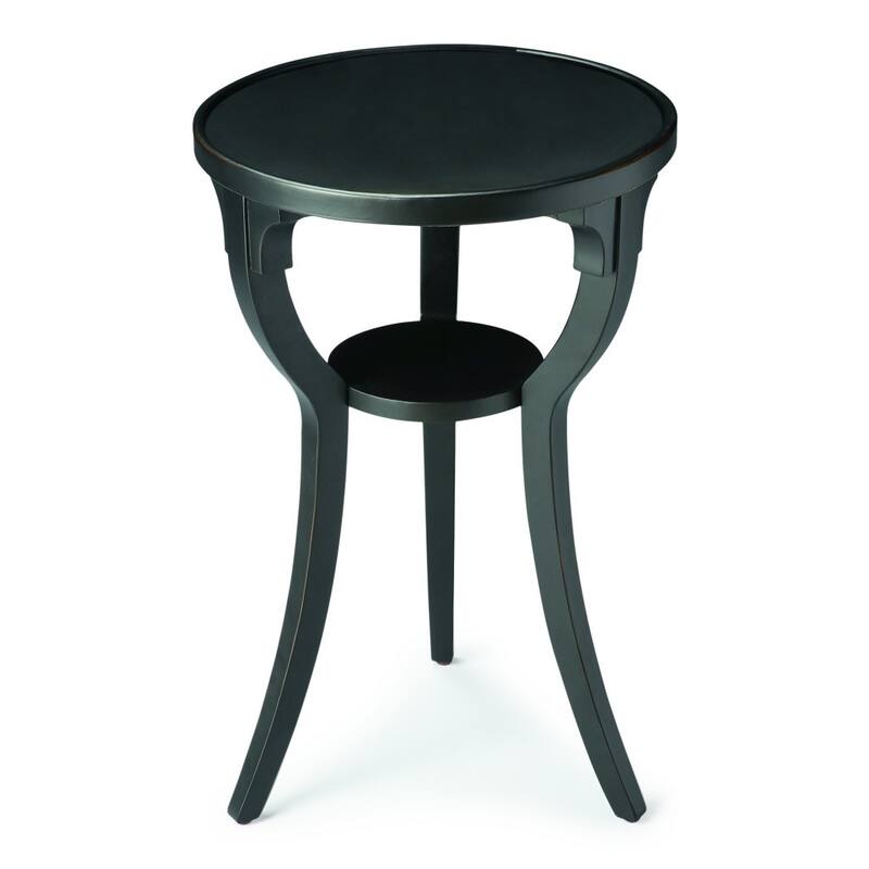 HomeRoots 24" Black Manufactured Wood Round End Table With Shelf - 15.75' X '24.25' X '15.75