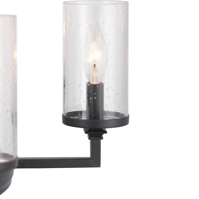Gresham Collection 15-Light Graphite Clear Seeded Glass Farmhouse Chandelier Light