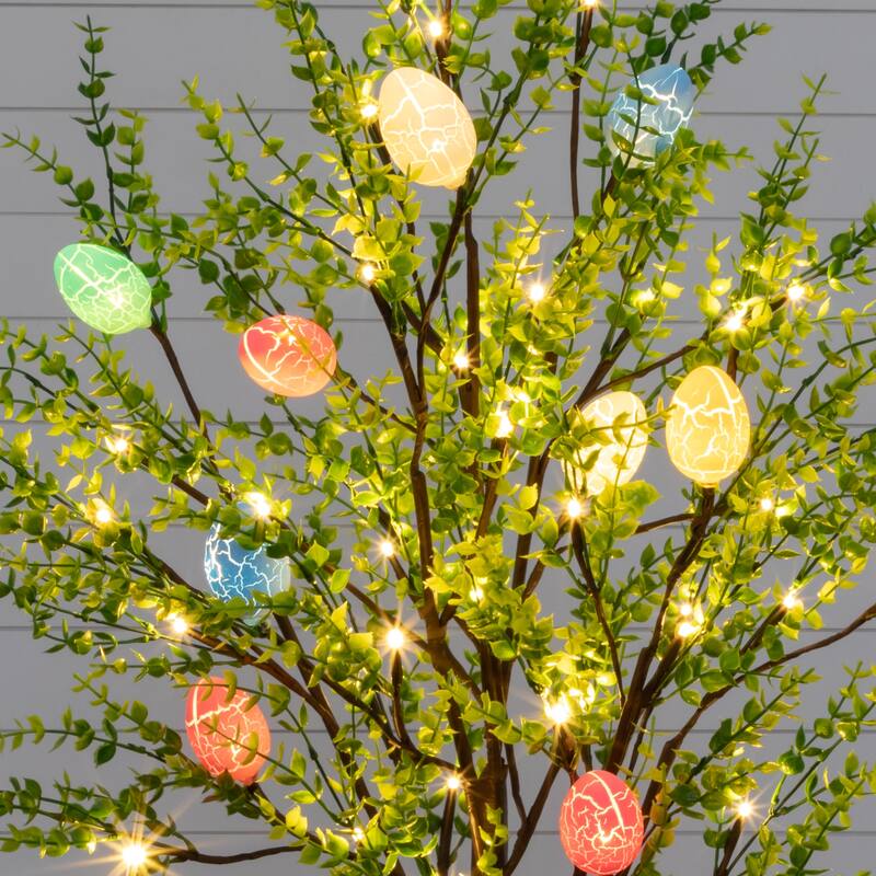 3-ft Pre-Lit Artificial Easter Egg Twig Tree with 48 LED Lights