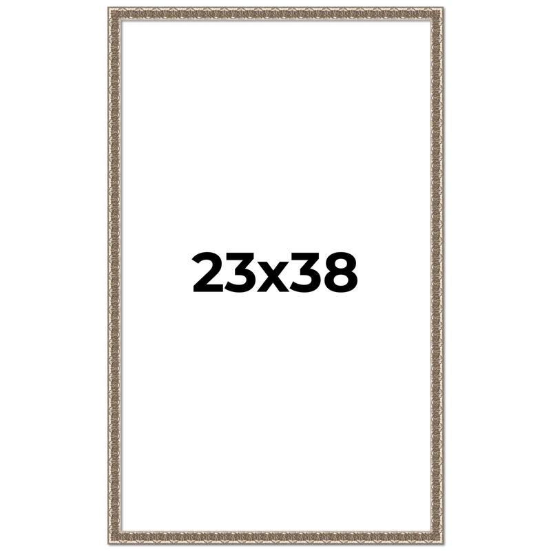 23x38 Frame Silver Versailles Ornate Solid Wood Picture Frame | 1 Inch