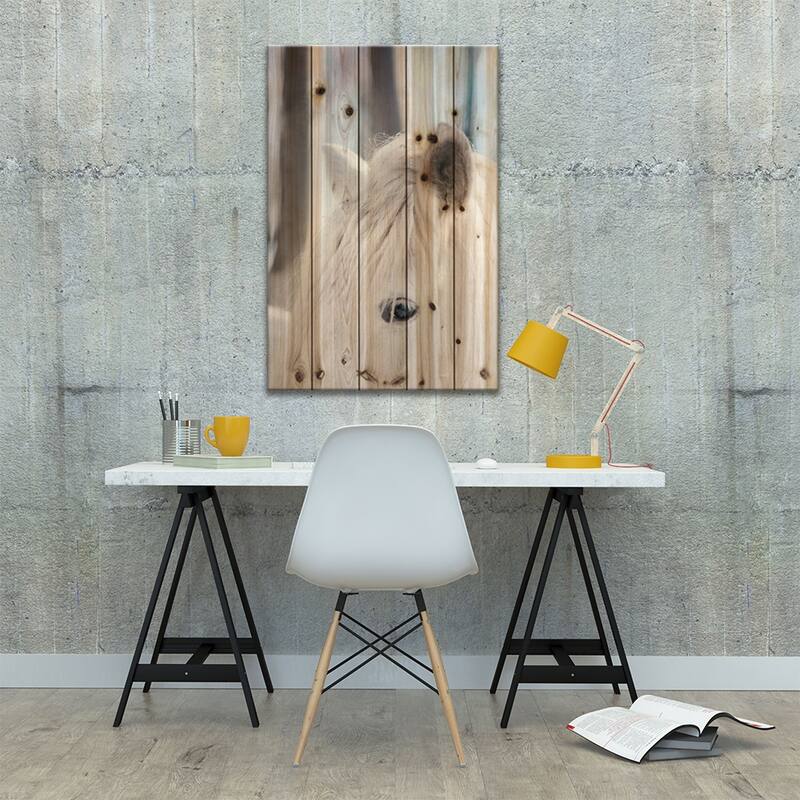 White Horse Print On Wood by Chelsea Victoria - Multi-Color