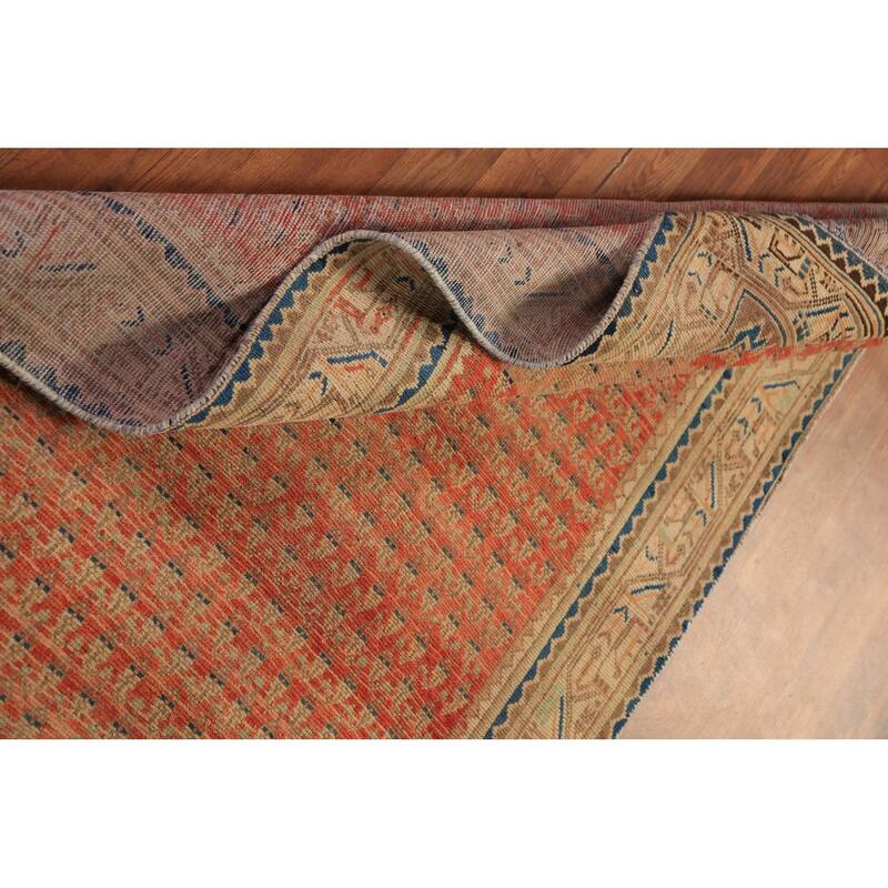 Hand Knotted Oriental 100% Wool Carpet Traditional All-Over Oranges & Rust Botemir Runner Rug - 10' 2'' X 3' 7''