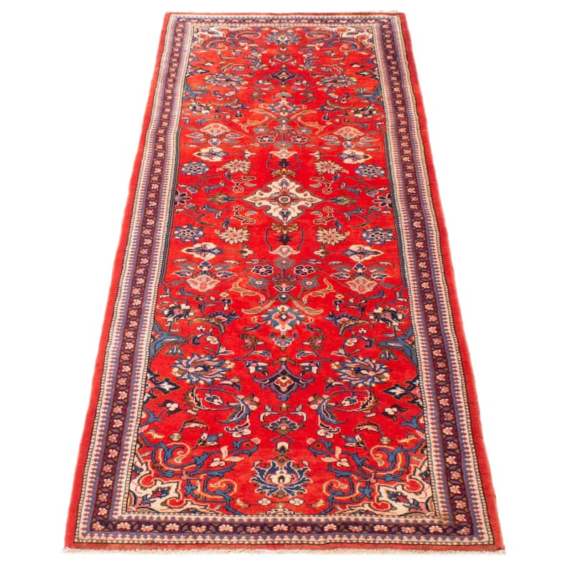 ECARPETGALLERY Hand-knotted Kayseri Red Wool Rug - 3'5 x 9'5