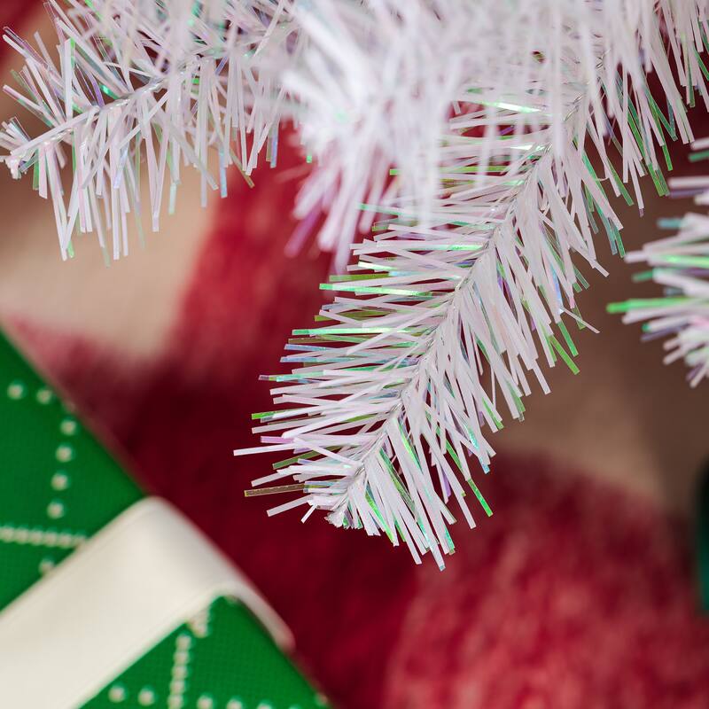 Glitzhome 7.5ft/9ft Shimmering Tinsel Pink Slim Pencil Fir Artificial Christmas Trees