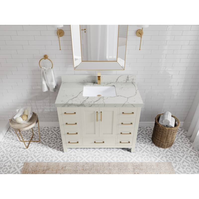 Willow Collections 42 in. W x 22 in. D Malibu Single Sink Bathroom Vanity with Countertop - 2" Venatino - Fine Grain