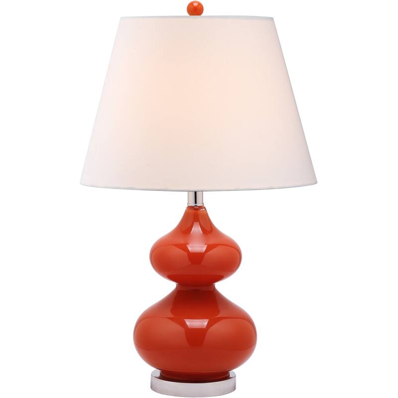 SAFAVIEH Lighting Kimberely 24-inch Double Gourd Glass White Table Lamp (Set of 2) - 14"x14"x24" - 14Wx14Dx24H