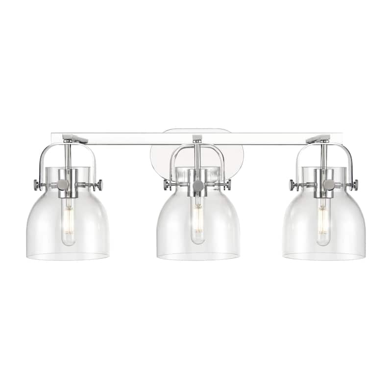 Innovations Lighting 423-3W-10-27 Pilaster II Bell Vanity Pilaster II - Polished Chrome / Clear