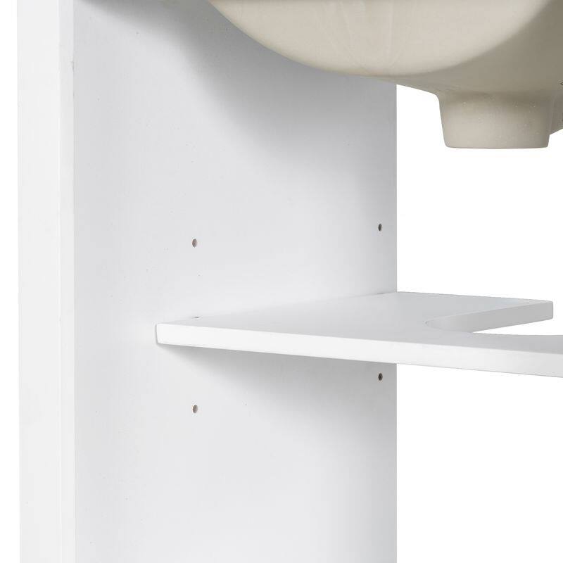 GDFStudio - Lisa Wood & Ceramic 20" Bathroom Vanity with Sink, Soft-Close Door & Storage Rack