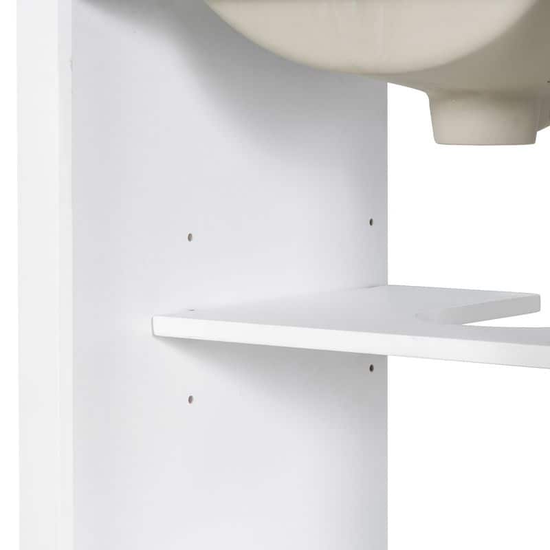 Roomfitters 20" Bathroom Vanity with Ceramic Sink, Soft-Close Door, U-Shaped Shelf, Drawer and Door Rack