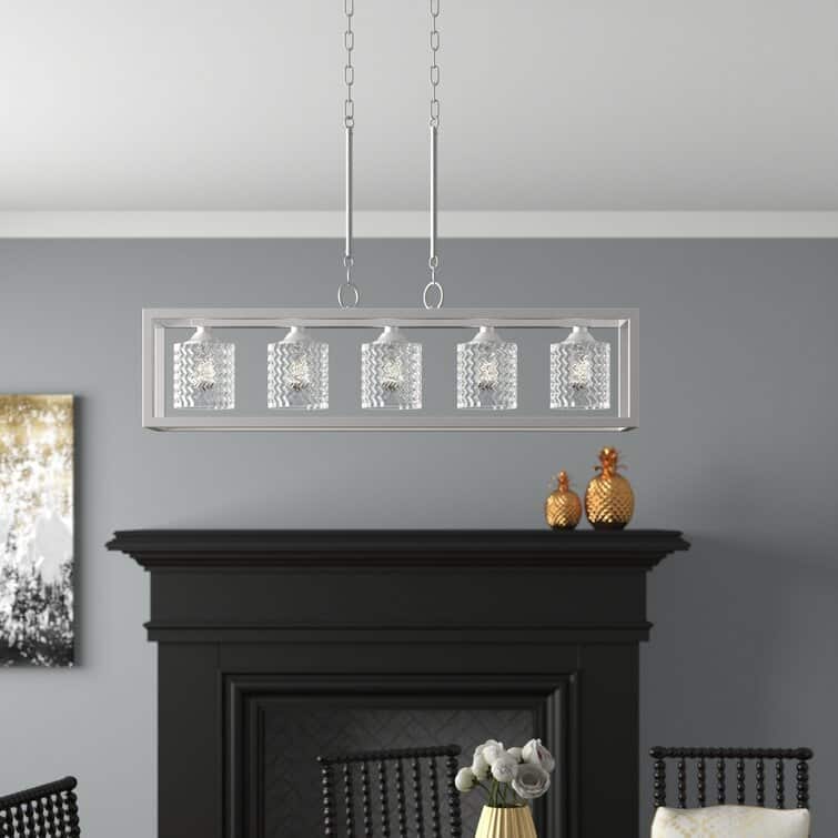 Acroma 5-light Farmhouse Chandelier Rectangle Island Lights for Dining Room - N/A