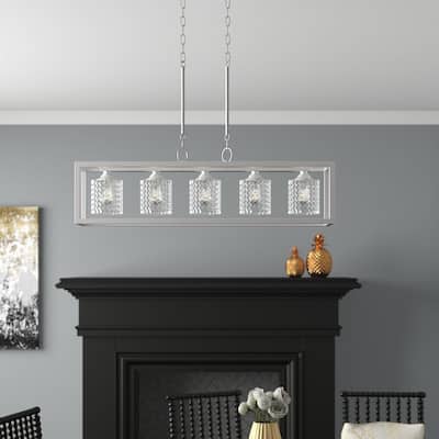 Acroma 5-light 37 Inch Linear Modern Farmhouse Rectangle Chandelier-UL - 37 inches