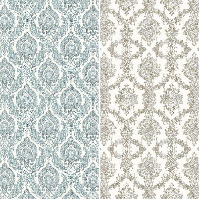 Handmade 6' Double Sided Ivory Damask Canvas Room Divider