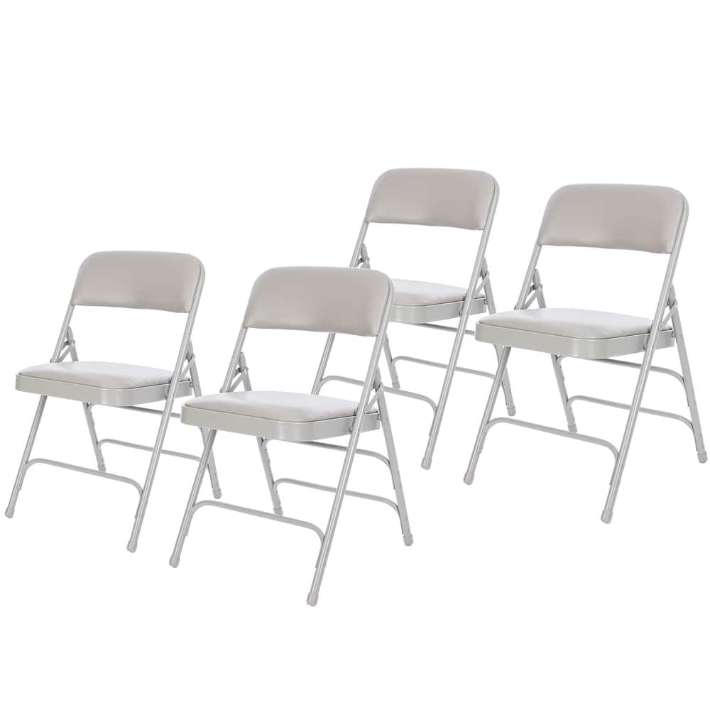 Hampden Furnishings Bernadine Collection Vinyl Triple Brace Folding Chair, Pack of 4