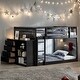 preview thumbnail 12 of 31, Built-in Design Full over Full Bunk Bed with 4 Drawers and 3 Shelves Espresso