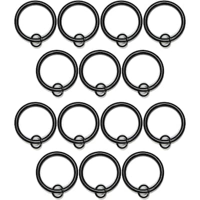 Set of 14 Solid Metal Window Drapery Curtain Panel Ring with Eyelet, 1.5" Inner Diameter, Fits Up to 1.25" Rod