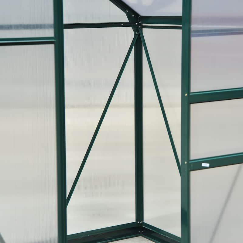 Outsunny 6' x 4' x 7' Twin Wall Polycarbonate Walk-In Greenhouse for Outdoors - 6' x 4' x 6.5'