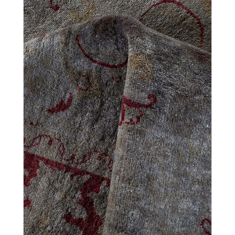 Overton Hand Knotted Wool Vintage Inspired Modern Contemporary Overdyed Gray Area Rug - 4' 1" x 6' 3"