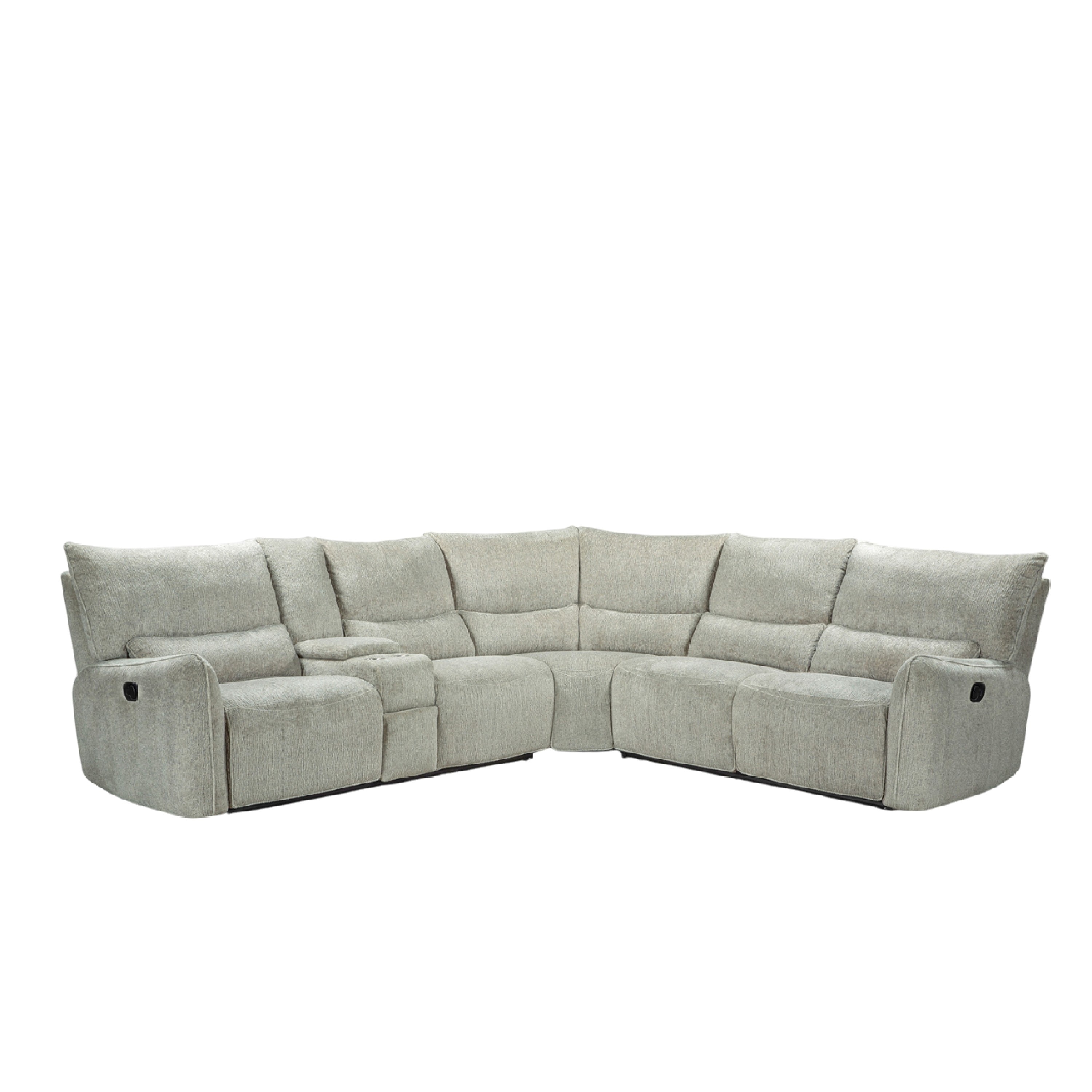 Rey 3pc Manual Reclining Sectional Sofa with Console, Latte Gray