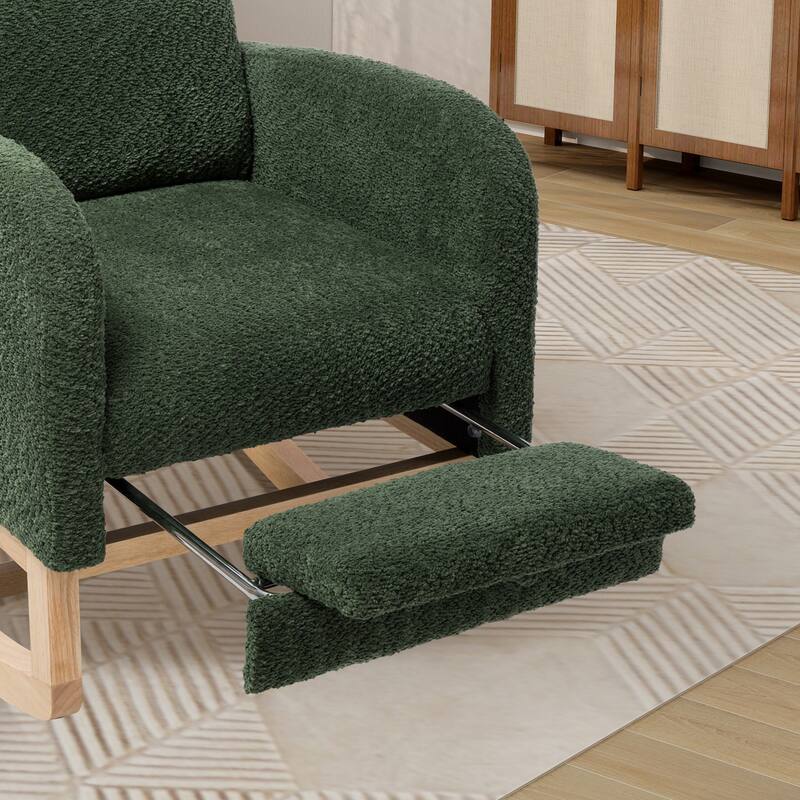 High Back Rocking Chair with Retractable Footrest