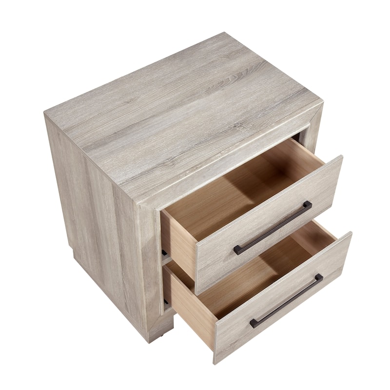 Gray Finish Modern Bedroom Set 3pc Bed and Two Nightstands