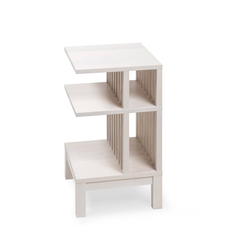 Hardwood Nightstand with Three Shelves, Modern Farmhouse Side Table