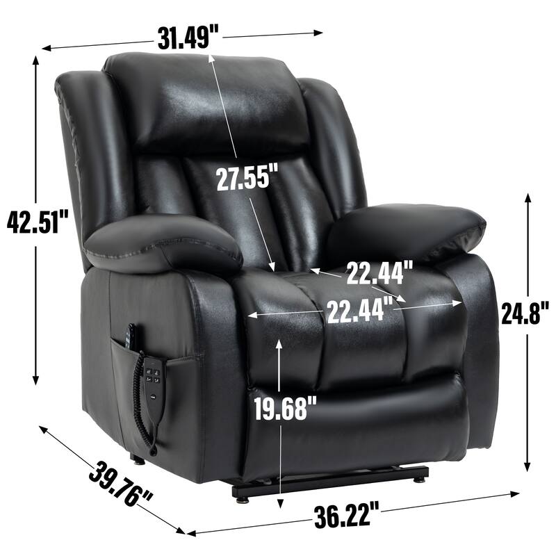 Brown Medium Electric Power Lift Recliner Chair in Genuine Leather with Dual Motors, 8-Point Massage, and Lumbar Heat