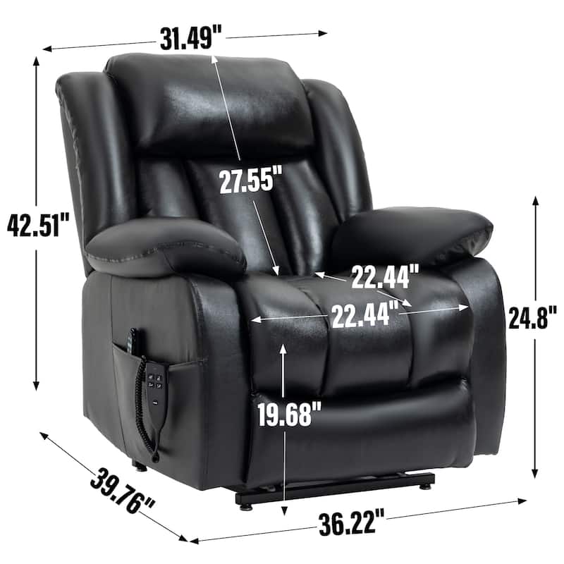 Brown Medium-Sized Electric Power Lift Recliner Chair in Genuine Leather with Dual Motors, 8-Point Massage, Lumbar Heating