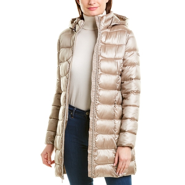 Via Spiga Packable Mid-Length Hooded Puffer Jacket. Opens flyout.