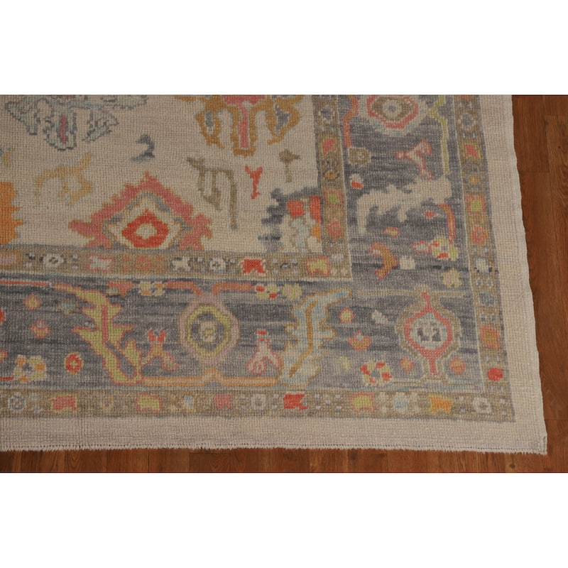 Hand Knotted Oriental 100% Wool Carpet Transitional All-Over Beige & Ivories Oushak Area Rug - 10' 0'' X 7' 11''