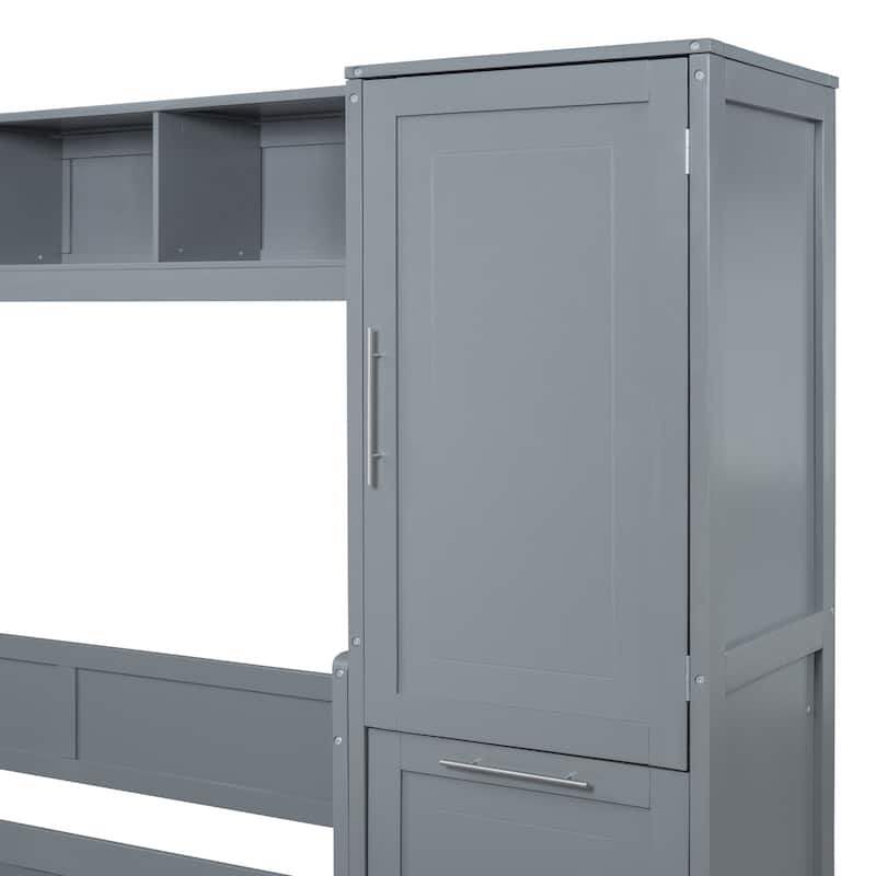 Murphy Bed with Built-in Shelf and Drawers