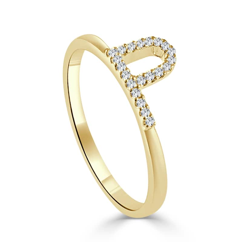Joelle Collection Diamond Initial Ring for Her 14k Yellow Gold 1/10 ct TDW Women's Ring