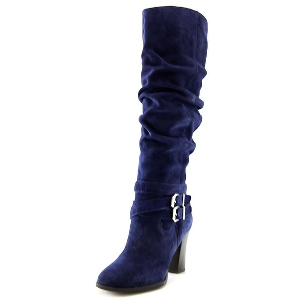 INC International Concepts Jordana Women Round Toe Suede Blue Knee High Boot