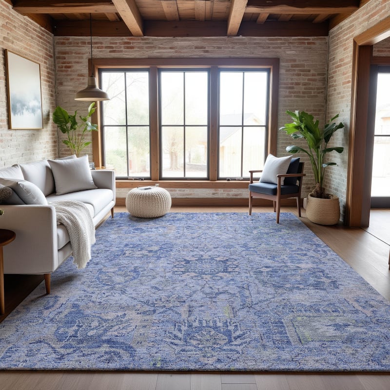 Premium Washable Super Soft Traditional Farmhouse Mayfield Rug - Sky - 2'6" x 3'10"