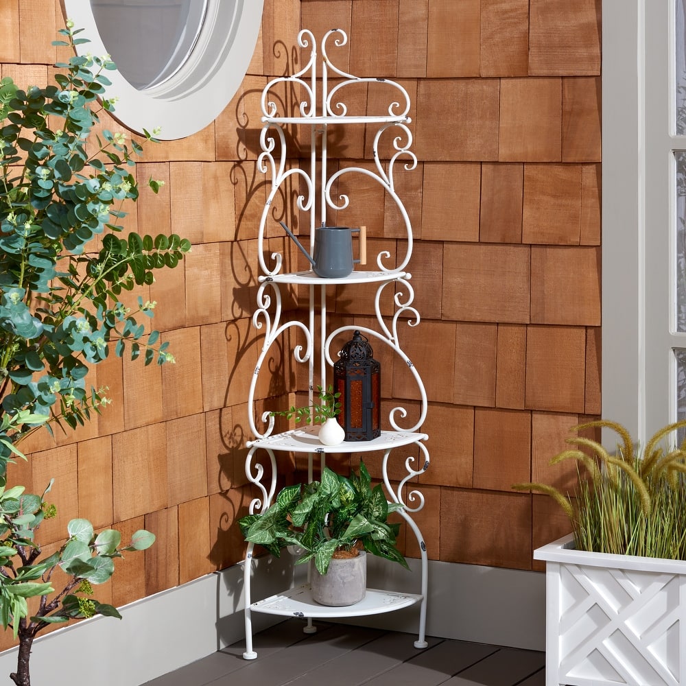 SAFAVIEH Outdoor Cielo 60" 4-Tier Corner Shelf - 13" W x 13" D x 60" H - 13Wx13Dx60H