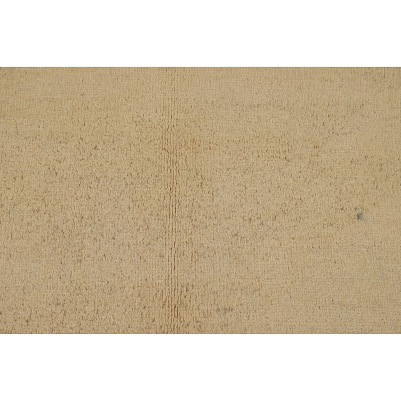 Muted Gold Beige Gabbeh Modern Rug Hand-Knotted Wool Carpet - 3'10"x 6'0"