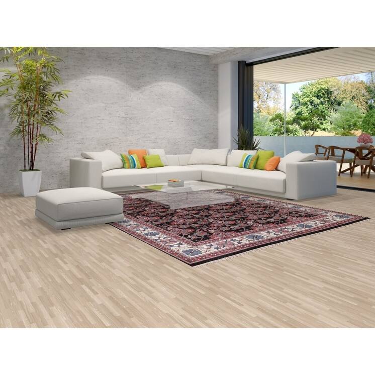 All-Over Black Heriz Oriental Area Rug Hand-Knotted Wool Carpet - 8'11"x 11'7"