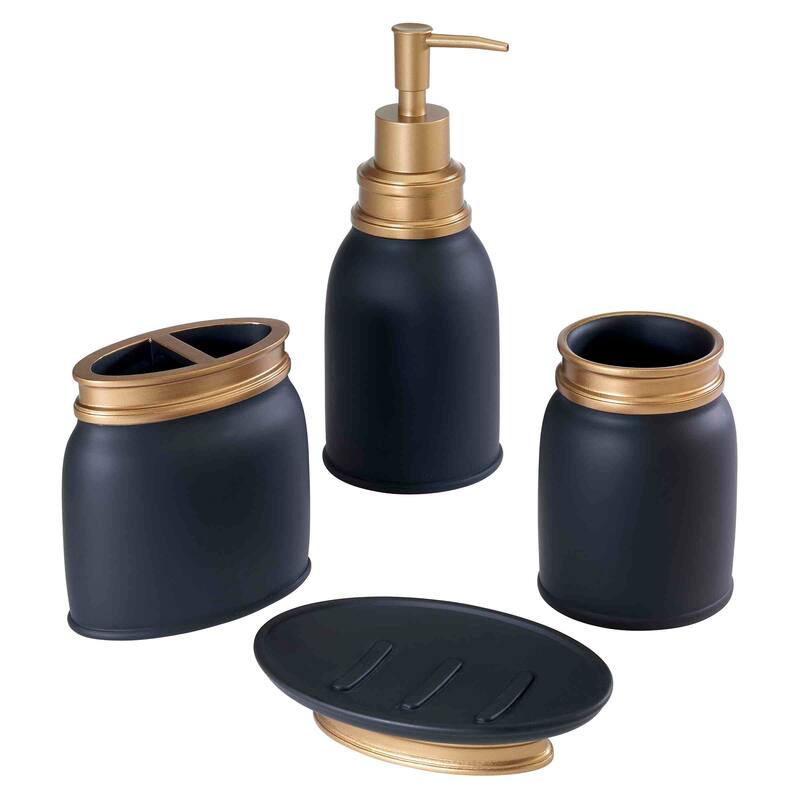 Avanti Linens Memphis Black 4-Piece Bath Accessory Set - Bath Acc 4pc Set - TM, TB, SD, LP