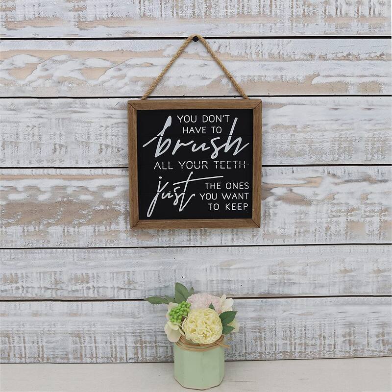 Funny Brush Teeth Bathroom Wall Hanging Sign Decor