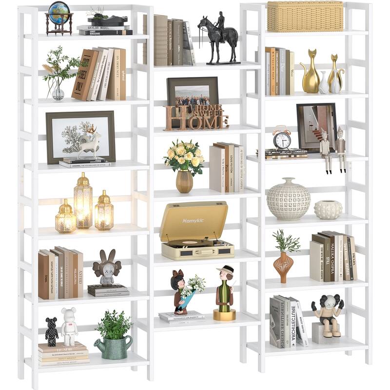 6-Tier Solid Bamboo Bookcase,Large Freestanding Open Bookshelf with 17 Display Shelves,Easy To Assemble